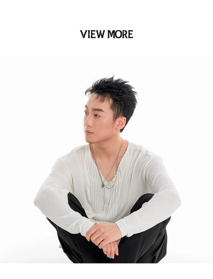 DUYQ "Men's Series" 003V neck pleated long-sleeved top national standard men's Latin dance professional new product