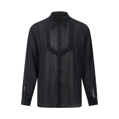 DUYQ "Men's Series" 005 Light and thin texture long-sleeved shirt National standard men's Latin dance practice clothes