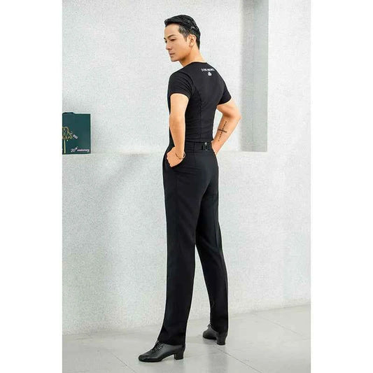 DONGXIN Men's Latin Dance Three-dimensional Pleated Pipe Pants NK857