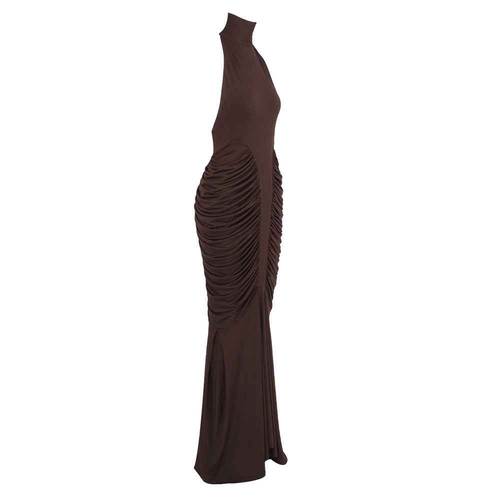Z0069 High collar halter neck slim long skirt