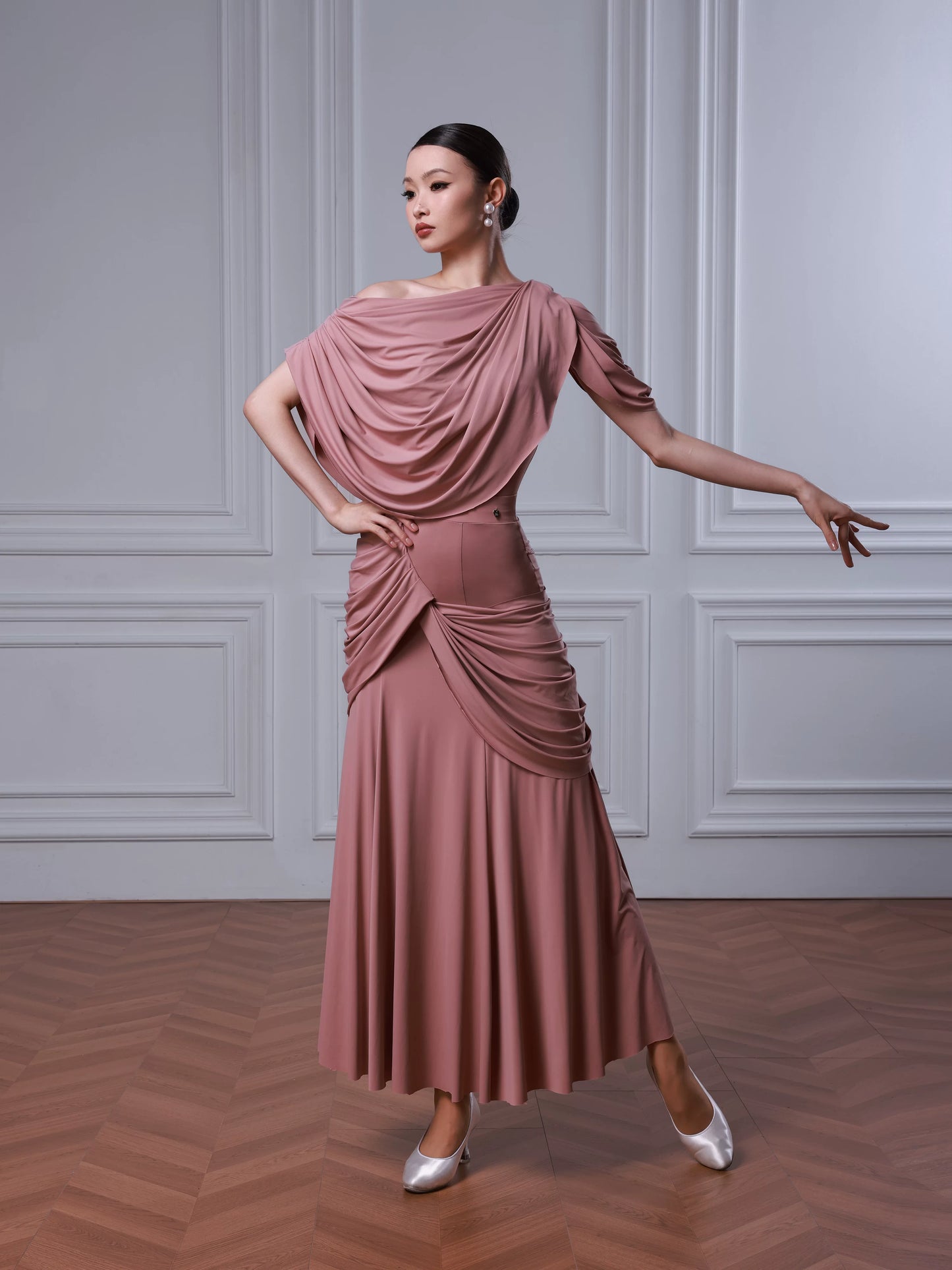 TID modern dance suit female senior split waltz dance costume elegant ballroom dance skirt B084/S053