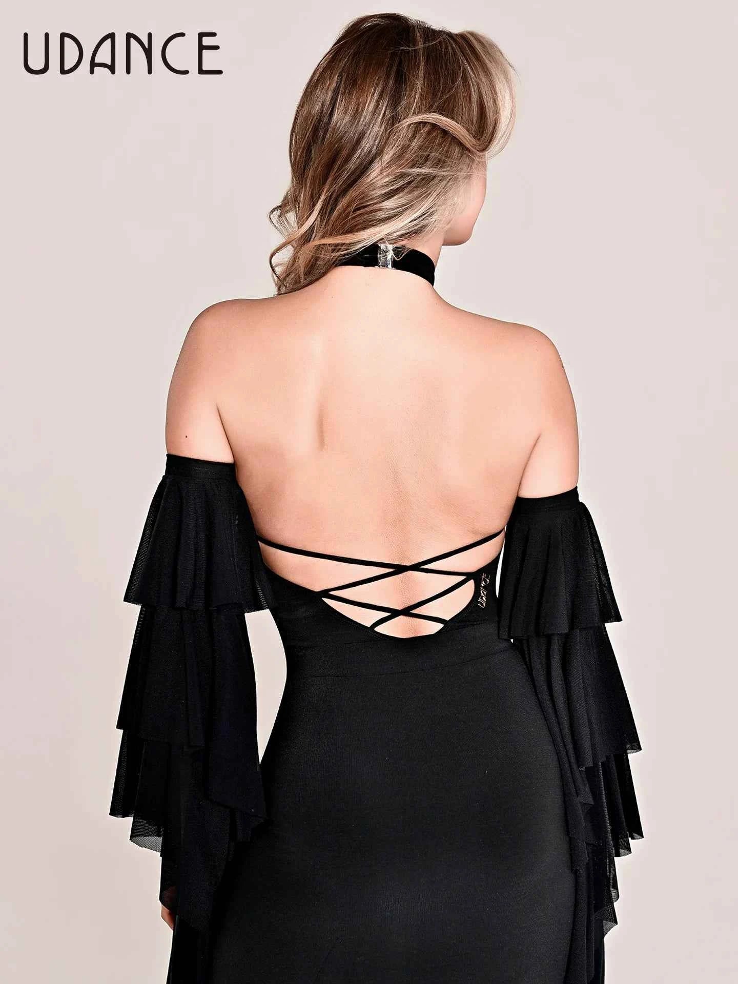 UDANCE high-end fashion ballroom dance top mesh sleeveless leaking back women's top AMD17