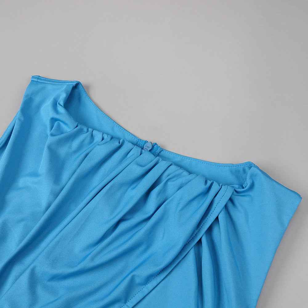 Z0019 Blue High Waist Slim Dress