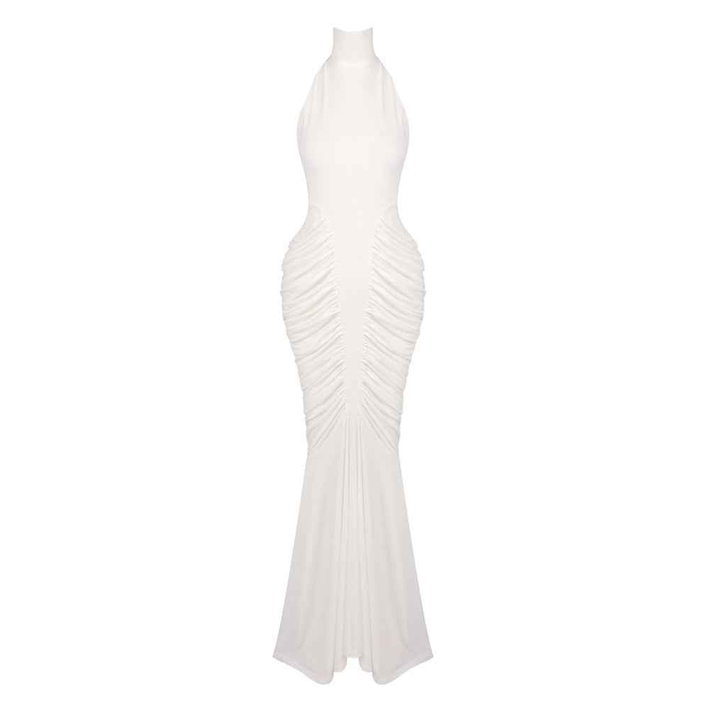 Z0069 High collar halter neck slim long skirt