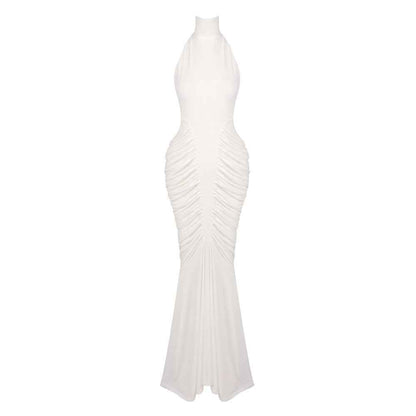 Z0069 High collar halter neck slim long skirt