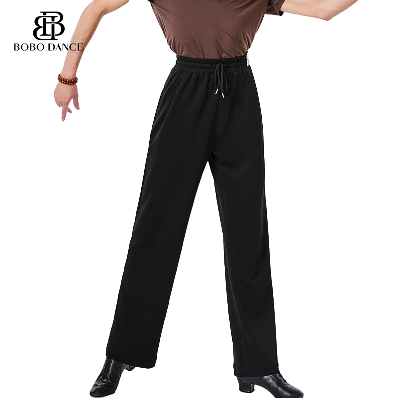 BOBO Men's National Standard Latin Dance Pants Modern Dance Pants Trousers Belt Design High Waist Latin Dance National Standard Practice Pants