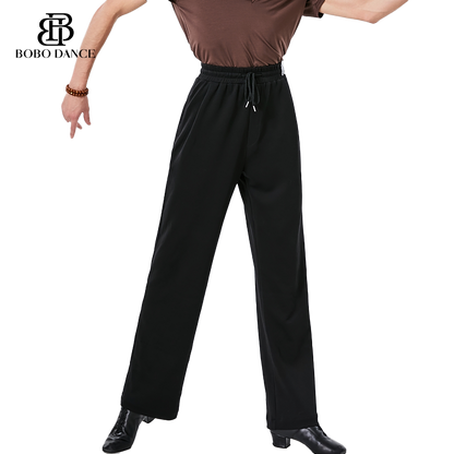 BOBO Men's National Standard Latin Dance Pants Modern Dance Pants Trousers Belt Design High Waist Latin Dance National Standard Practice Pants