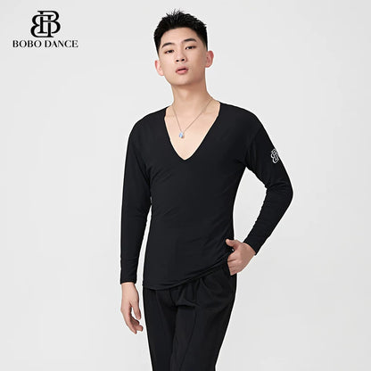 BOBO-DANCE.L040 Boys Latin Dance Clothing High-end New Professional Practice Clothing Men's Adult Loose Autumn and Winter Long Sleeve Top