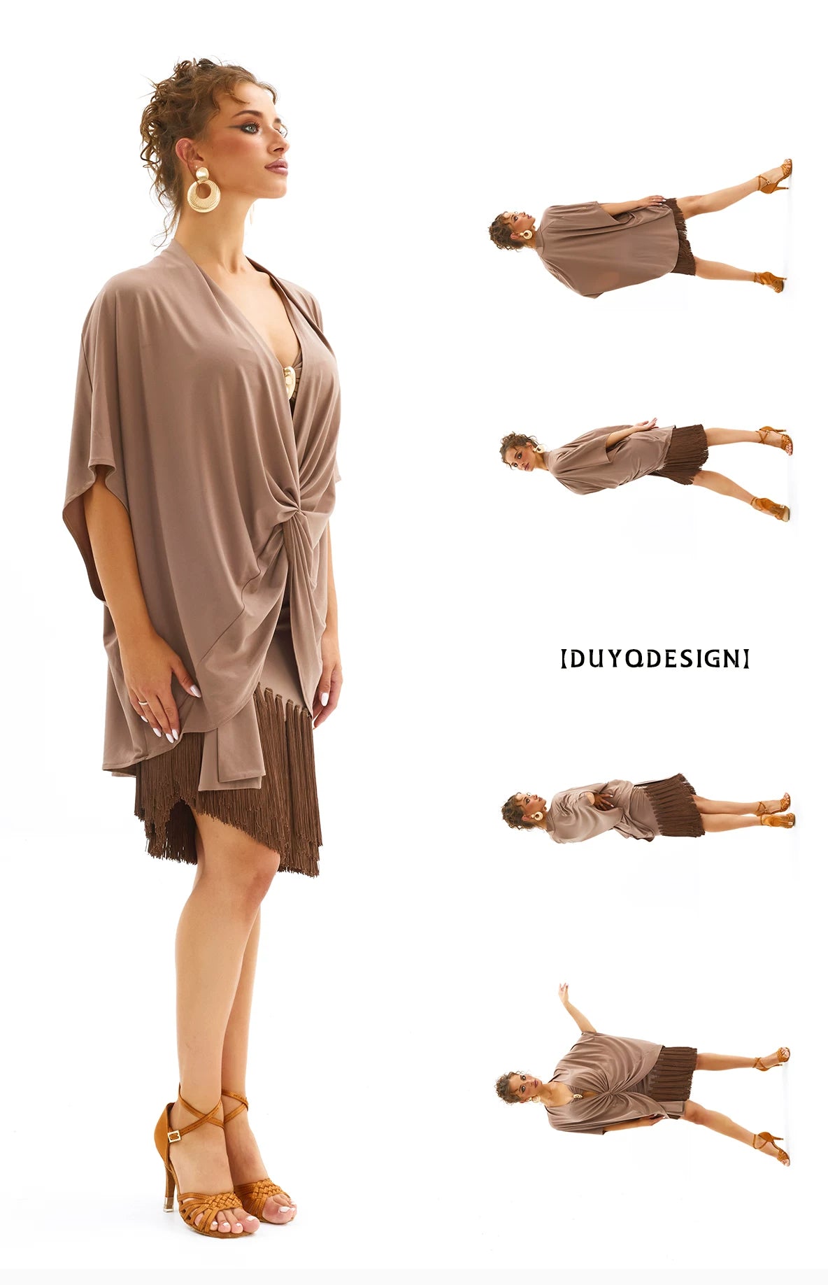 DUYQ [Polina-3] 014 Classic loose knot blouse top national standard female Latin dance practice performance