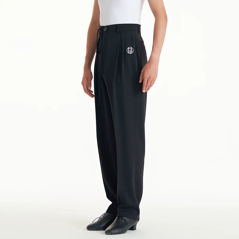 DUYQ men's series 017 thin drawstring lace-up trousers Latin dance professional practice performance clothes black and gray