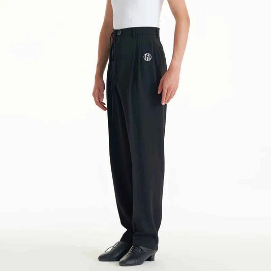 DUYQ men's series 017 thin drawstring lace-up trousers Latin dance professional practice performance clothes black and gray