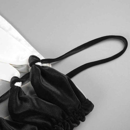 BD2597 Mermaid one-shoulder black and white contrasting satin dress