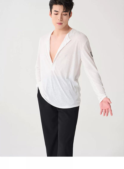 BOBO boys Latin dance clothing high-end new professional practice clothes men's adult loose art test long-sleeved top