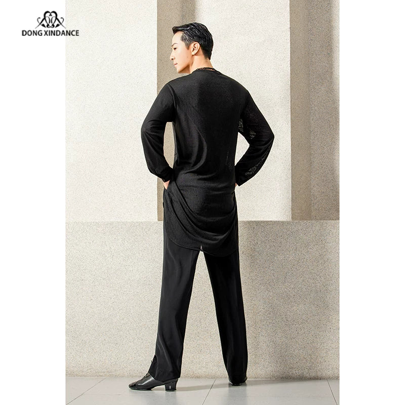 Dongxin dance suit Latin dance overlapping collar men's top, practice suit training suit NY850