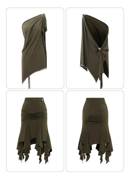 DUYQ "Green Limited" 009 Original Classic Loose Top National Standard Women's Latin Dance Practice Suit Professional