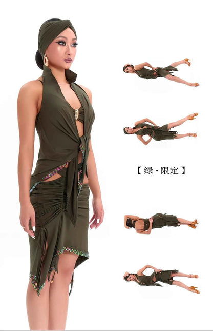DUYQ "Green Limited" 007 Original One Size Top National Standard Women's Latin Dance Practice Suit Professional New Products