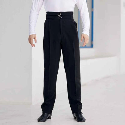 DONGXIN Men's Practice Pants Metal Buckle High Waist Straight Pants Professional Dance Pants NK669