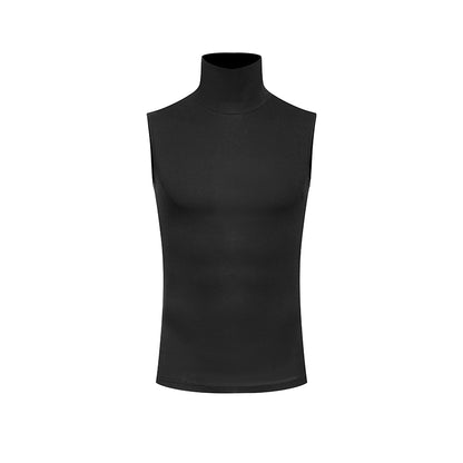 DUYQ "Black and White" Men's 010 Black High Neck Sleeveless Vest National Standard Latin Dance Practice Suit