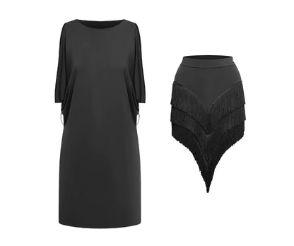 DUYQ Welfare 024 Women's Limited Latin Dance Suit Top No Chest Pad Half Skirt with Panties