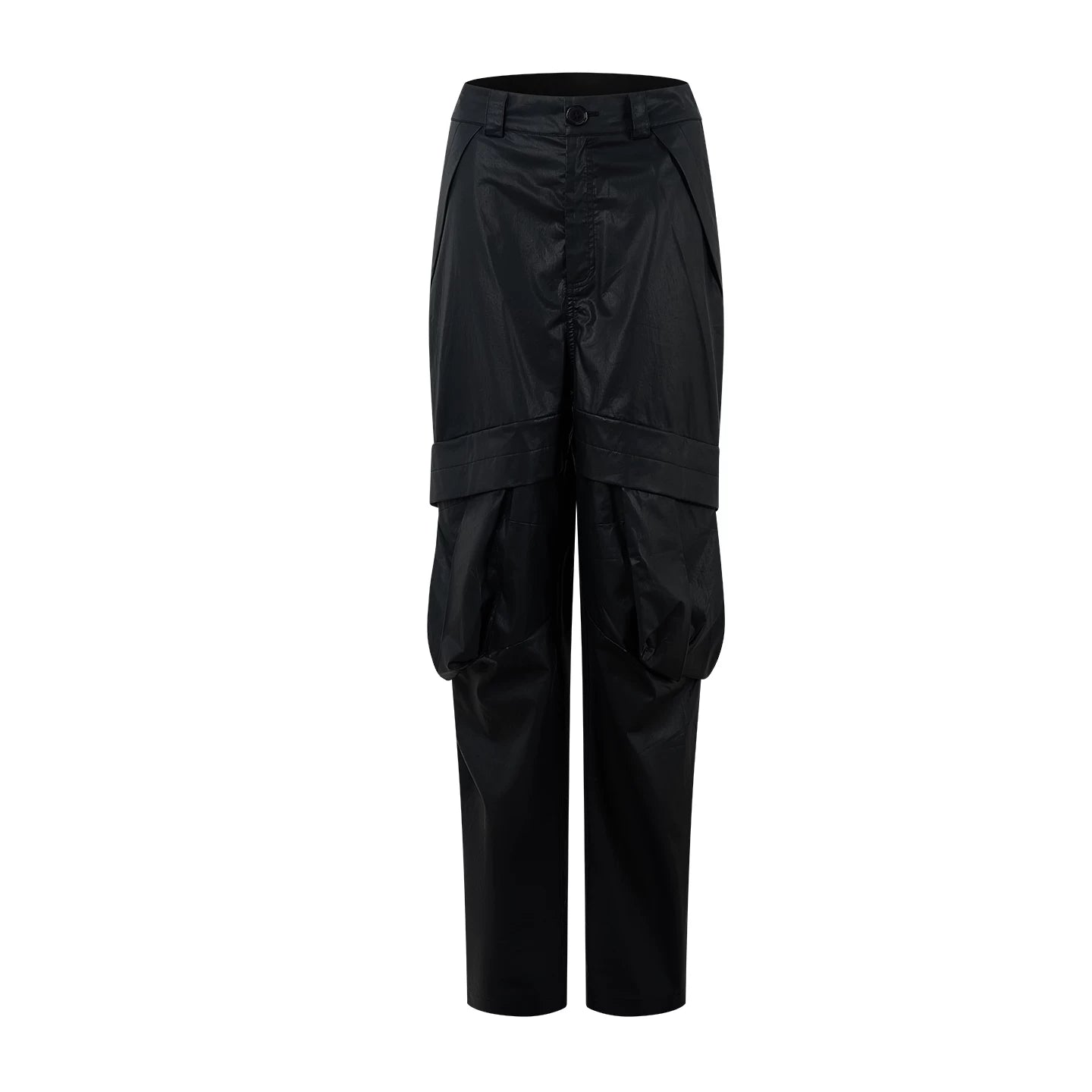 DUYQ "Men's Series" 009 Glossy deconstruction three-dimensional big pocket straight trousers Latin dance clothes professional