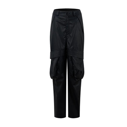 DUYQ "Men's Series" 009 Glossy deconstruction three-dimensional big pocket straight trousers Latin dance clothes professional