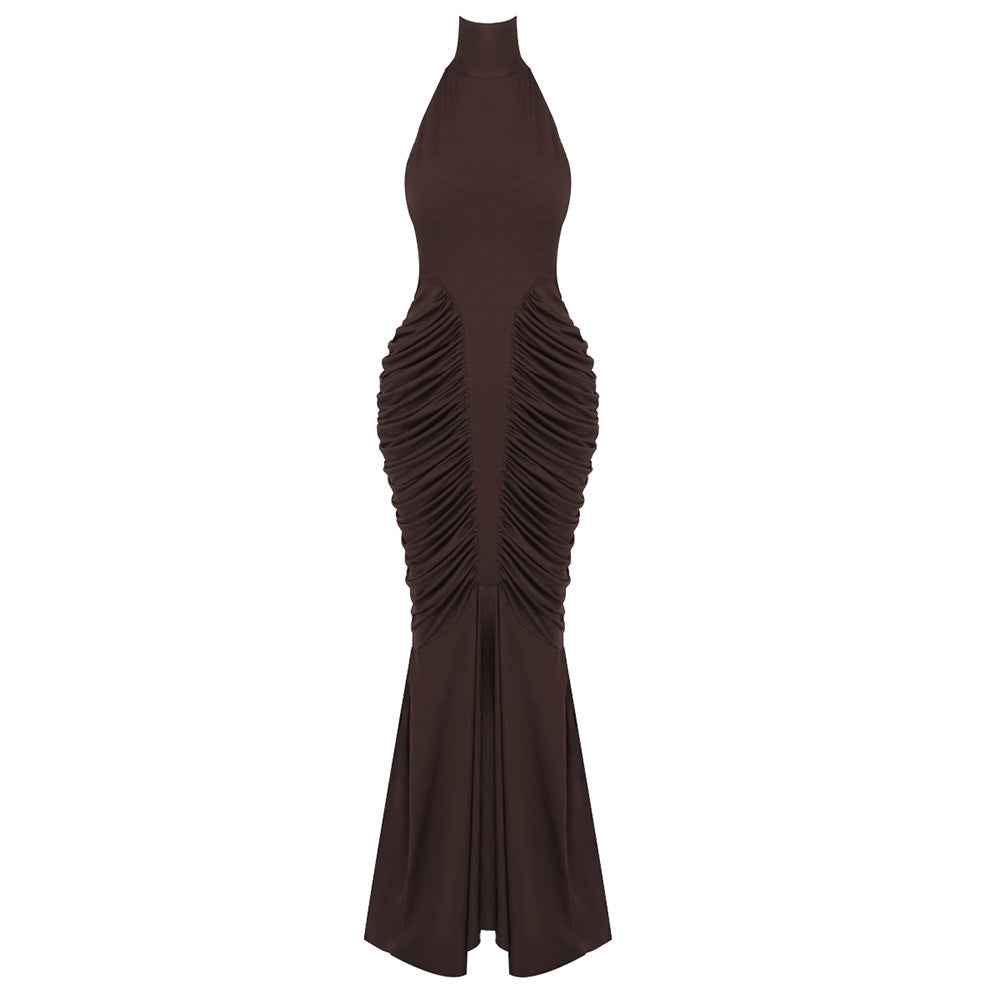 Z0069 High collar halter neck slim long skirt