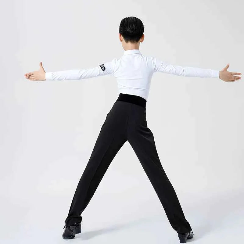 G.DANCE Children's Dance Boys Latin Modern Dance White Shirt Trousers Show Competition Regulations