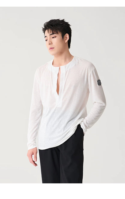 BOBO boys Latin dance clothing high-end new professional practice clothes men's adult loose art test long-sleeved top