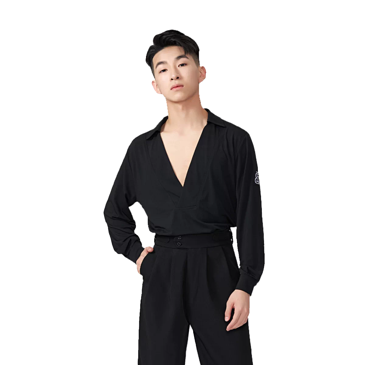 BOBO-DANCE.L188 Boys Latin Dance Suit Men's Long Sleeve Top Practice Suit Loose and Breathable Senior Professional Art School Students