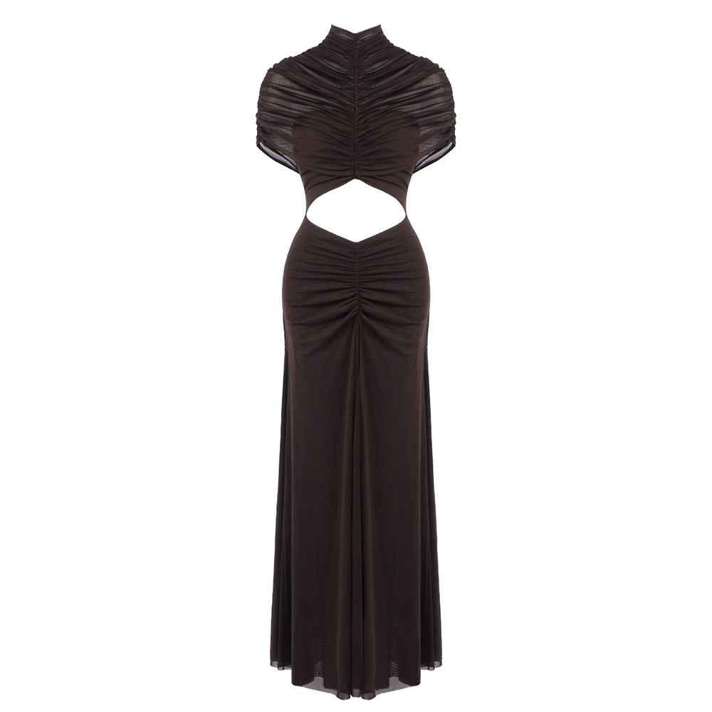BD2671 Navel-baring mesh dress with large skirt