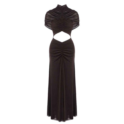 BD2671 Navel-baring mesh dress with large skirt