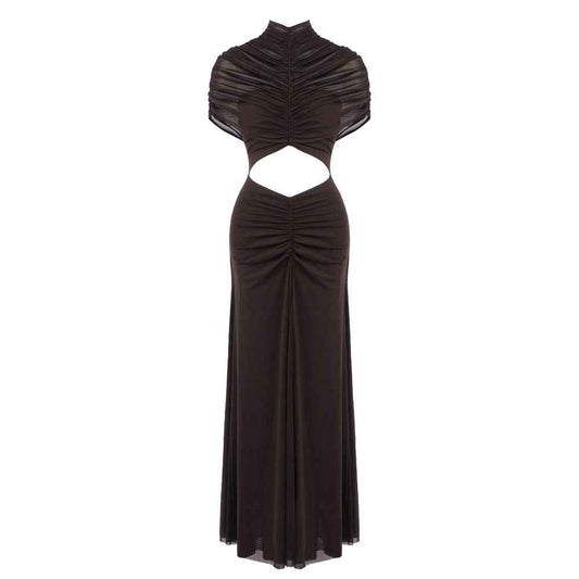 BD2671 Navel-baring mesh dress with large skirt