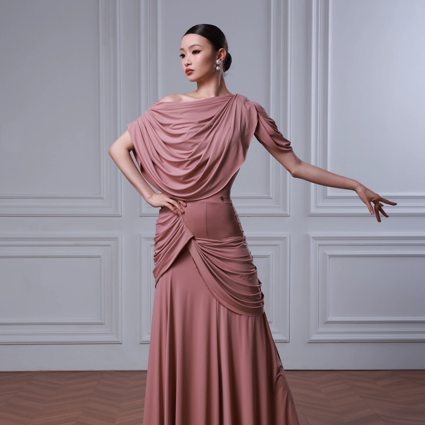 TID modern dance suit female senior split waltz dance costume elegant ballroom dance skirt B084/S053