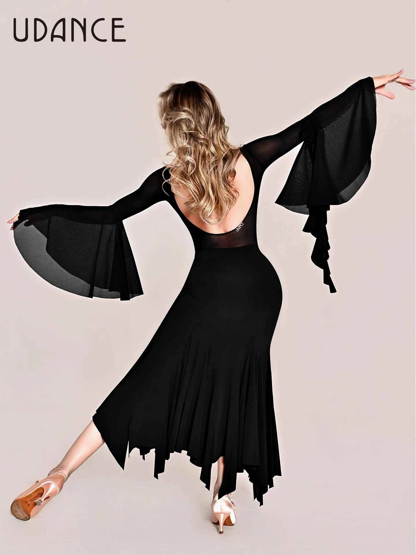 UDANCE ballroom long dress hip-wrapped long dress large skirt high waist design irregular skirt AMD08