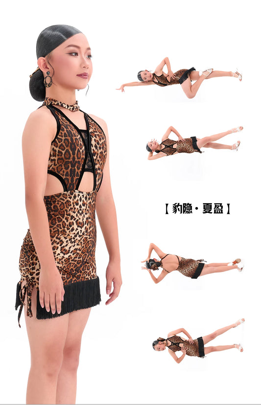 DUYQ "Leopard Hidden Xia Ying" 007 dress high-end Latin dance girls practice clothes professional - Mine·Jas