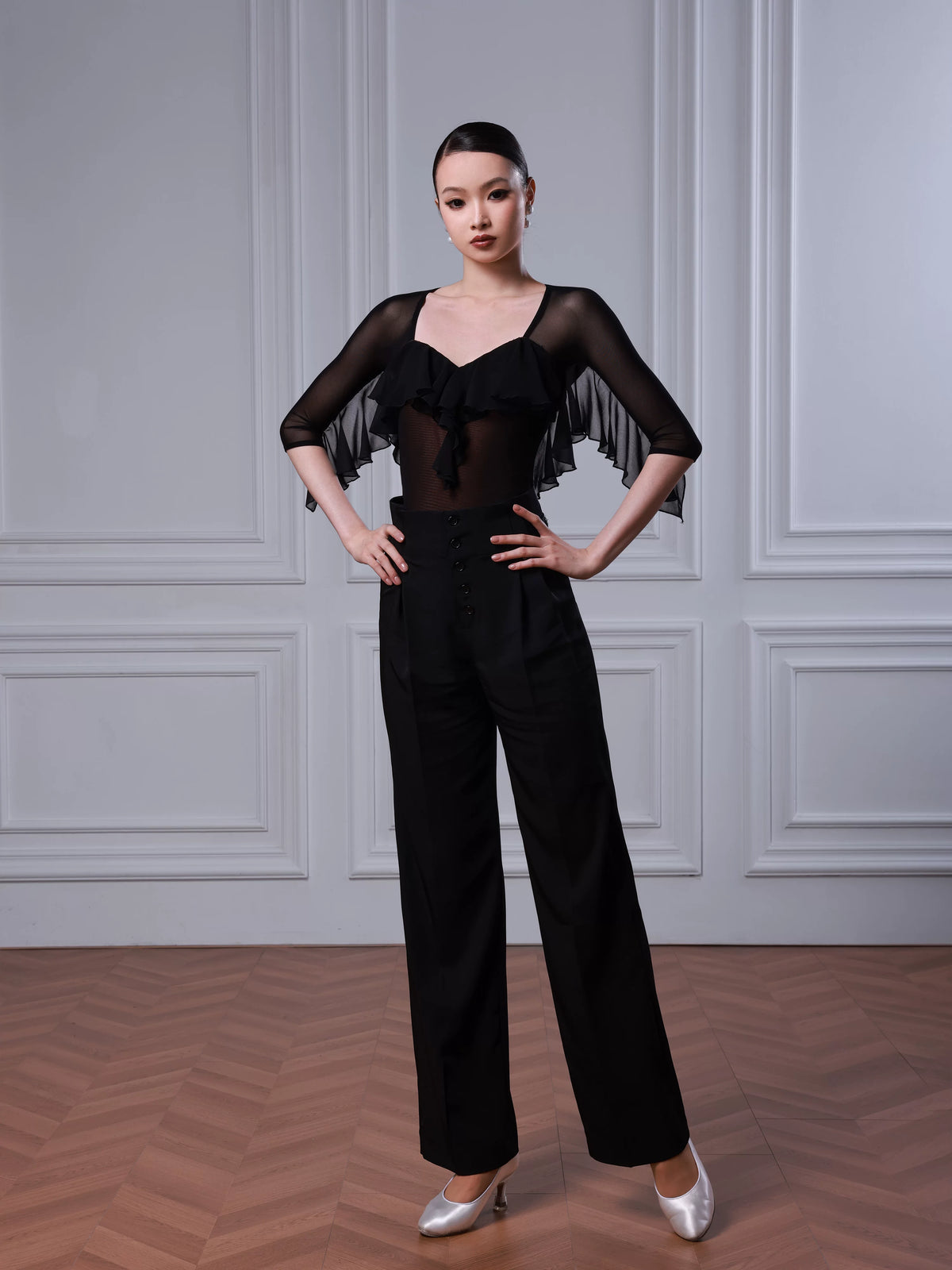 TID ruffle edge fashion dance clothes senior women's ballroom dance practice clothes B086/M001