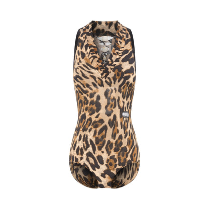 DUYQ [Polina] 001 Leopard print hand-woven beaded top Latin women's practice performance clothes professional