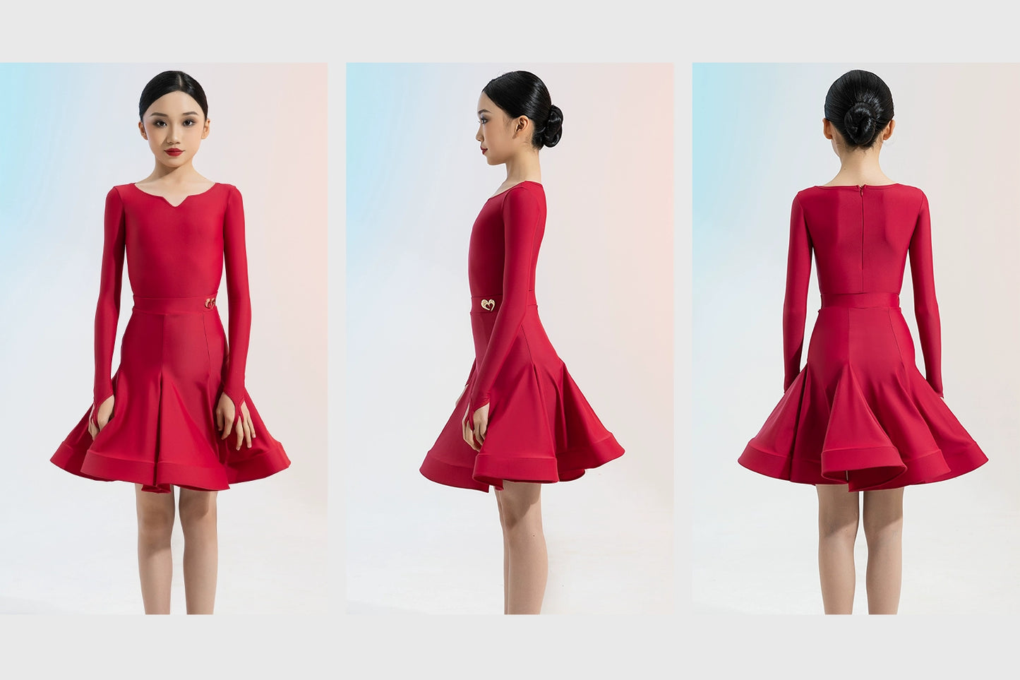 MLX Gold 8857 Competition Level Children's Dance Examination Standard Regulations Long Sleeve Children's Latin Dance Competition Clothing