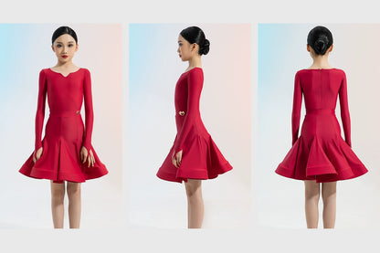 MLX Gold 8857 Competition Level Children's Dance Examination Standard Regulations Long Sleeve Children's Latin Dance Competition Clothing