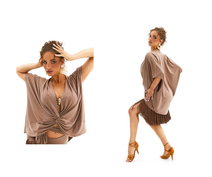 DUYQ [Polina-3] 014 Classic loose knot blouse top national standard female Latin dance practice performance