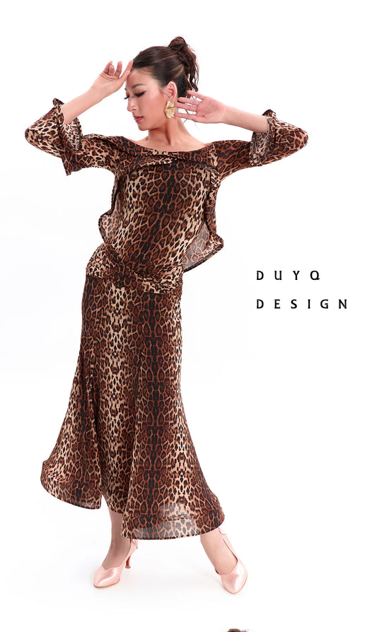 DUYQ "Leopard Hidden, Xia Ying" Modern 013 Lotus Leaf Edge One-piece Top Women's Modern Dance Practice Suit Professional