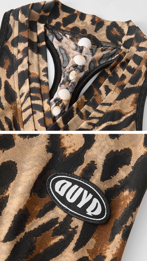 DUYQ [Polina] 001 Leopard print hand-woven beaded top Latin women's practice performance clothes professional