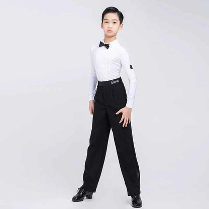 G.DANCE Children's Dance Costume Boys Latin Modern Dance White Shirt Trousers Performance Competition Regulations Uniform 5106