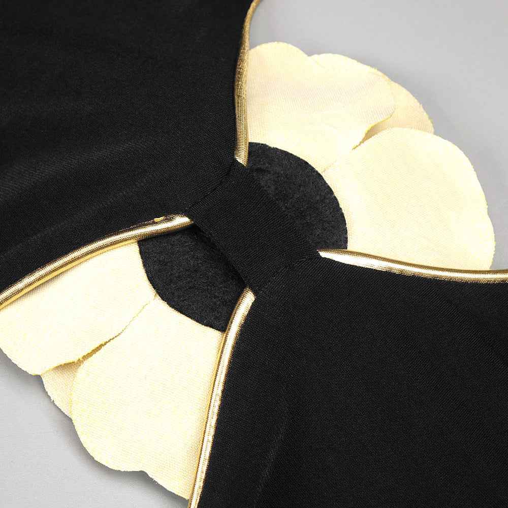 BD2561 Golden Flower Sleeveless Backless Halter Jumpsuit