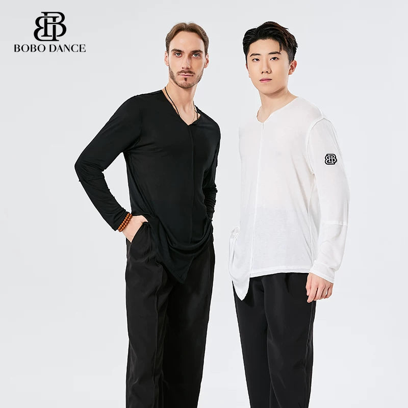 BOBO. L160 Boys Latin Dance Clothing High-end Professional Practice Clothing Men's Adult Loose Long Sleeve Top