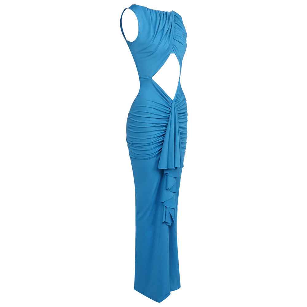 Z0019 Blue High Waist Slim Dress