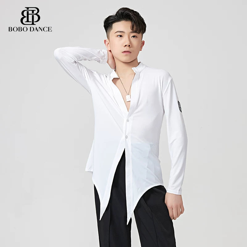 BOBO DANCE Latin Dance Suit Men's Long Sleeve Top Practice Suit Loose Couple Shirt Premium Shirt Professional Art School Student
