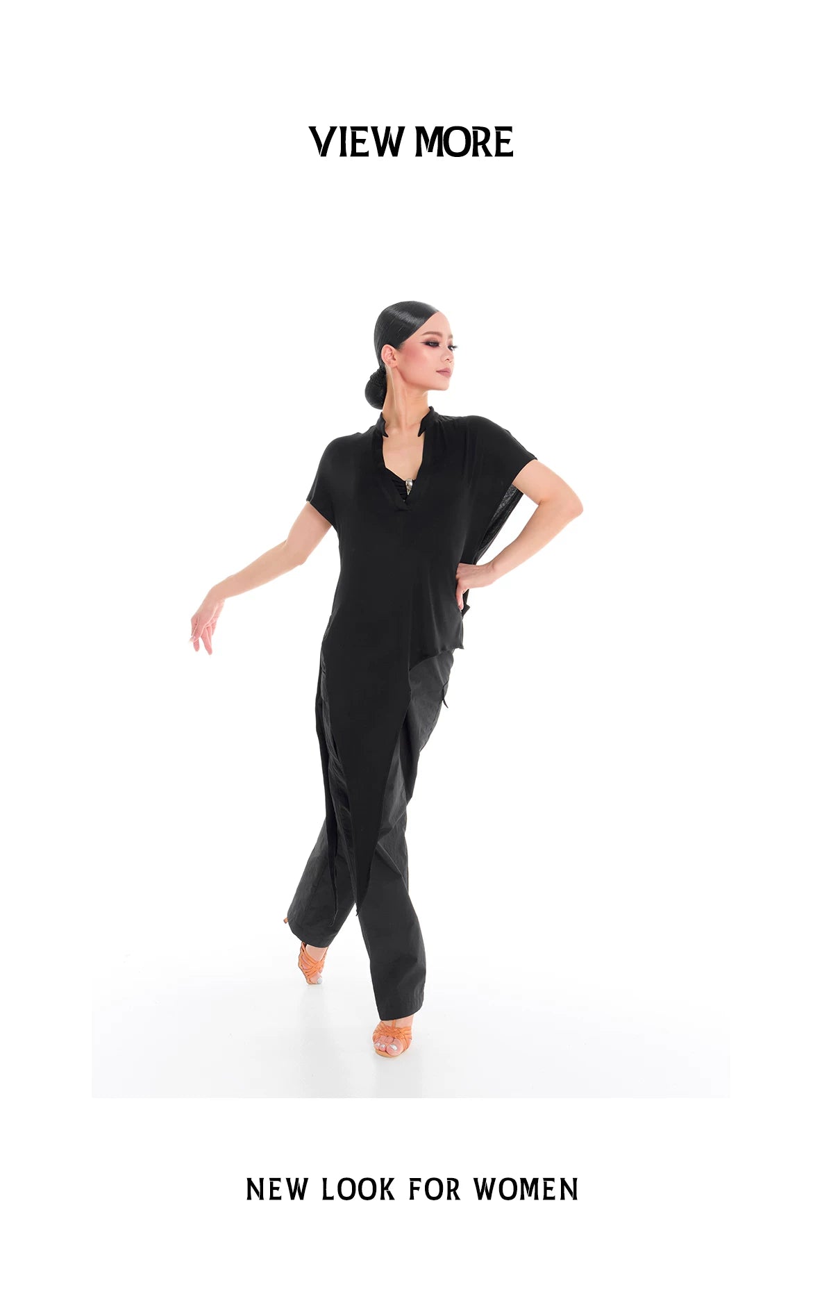 DUYQ "Female Teacher Series" 005 Deep V Irregular Design Lace-up Top National Standard Latin Dance Clothing Professional