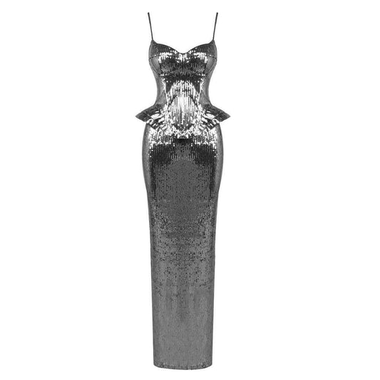 Z0045 sequin suspender dress