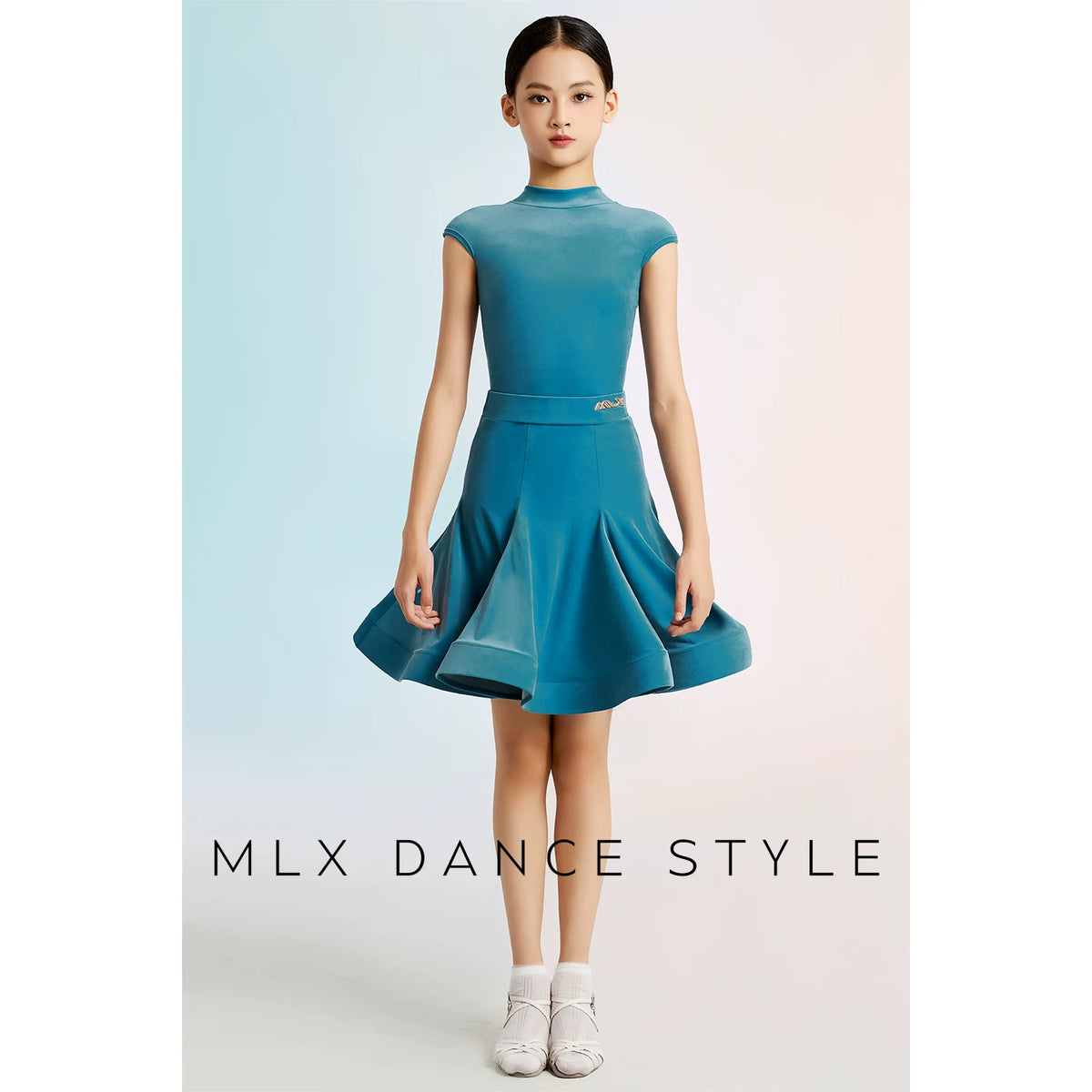 MLX"Ocean Blue" New Children's Latin Dance Competition Clothing Children's Dance Grade Examination Standard